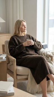 Azer Çift Taraflı Giyilebilen  Kahverengi Yünlü  Takım