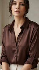 Kona Saten Kahverengi Gömlek
