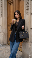 Salga Oversize Kruvaze  Siyah Blazer