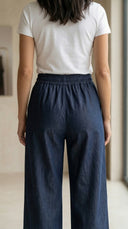 Luna Denim Görünümlü Tensel Kumaş  Pantolon