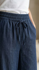 Luna Denim Görünümlü Tensel Kumaş  Pantolon