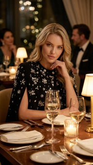 Toto El işlemeli Siyah Yünlü Kaşe  Panço