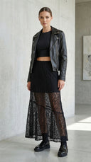 Blor Siyah Dantelli Maxi Etek