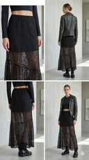 Blor Siyah Dantelli Maxi Etek