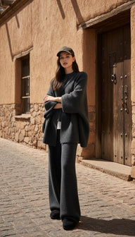 Onna Antrasit Triko Hırka Pantolon