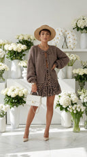 Tiny Oversize Kahverengi Bağlamalı Hırka