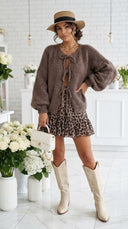 Tiny Oversize Siyah Bağlamalı Hırka