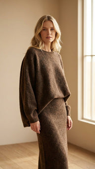 Azer Çift Taraflı Giyilebilen  Kahverengi Yünlü  Takım