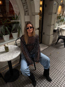 Livia Payetli File Bluz - Siyah