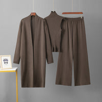 Pinta Kahverengi Hırka,Kazak,Pantolon Set