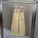 Kenza Çift Kemerli Paçadan Bağlamalı Geniş Paça Pantolon - Camel