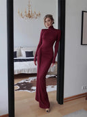 Elle Bordo Maxi Elbise
