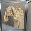Kenza Çift Kemerli Paçadan Bağlamalı Geniş Paça Pantolon - Camel
