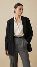 Salga Oversize Kruvaze  Siyah Blazer