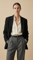 Salga Oversize Kruvaze  Siyah Blazer