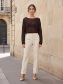 Lune İnce Kahverengi Triko Bluz