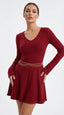 Genda Bordo Mini Elbise ve Yıldız Kemer