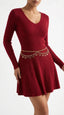 Genda Bordo Mini Elbise ve Yıldız Kemer