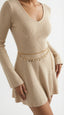 Genda Bej Mini Elbise ve Yıldız Kemer