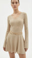 Genda Bej Mini Elbise ve Yıldız Kemer