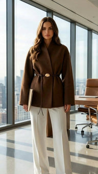 Ella Kemerli İnce Kaşe Blazer