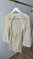 Era Crochet Krem Rengi Plaj Elbisesi