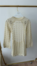 Era Crochet Krem Rengi Plaj Elbisesi