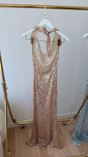 Seza Payetli Gold Maxi Elbise ( Astarsız )