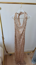 Seza Payetli Gold Maxi Elbise ( Astarsız )