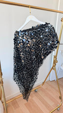 Gisay Asimetrik Siyah Pullu Bolero