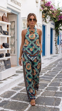 Talya Etnik Desenli Halter Bluz & Pantolon Set