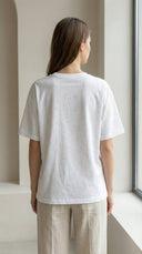 Podo Basic Oversize Simli Beyaz Tshirt