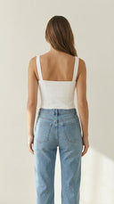 Samba Beyaz Fermuarlı Crop Top