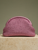 Pera metalik pembe el örgüsü clutch - arka görünüm