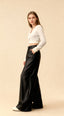 Porta Siyah  Yüksekbel Deri Palazzo Pantolon