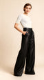 Porta Siyah  Yüksekbel Deri Palazzo Pantolon