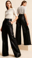 Porta Siyah  Yüksekbel Deri Palazzo Pantolon