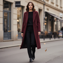 Porto Kaşe Astarlı Bordo Palto