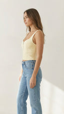 Samba Açık Sarı Fermuarlı Crop Top